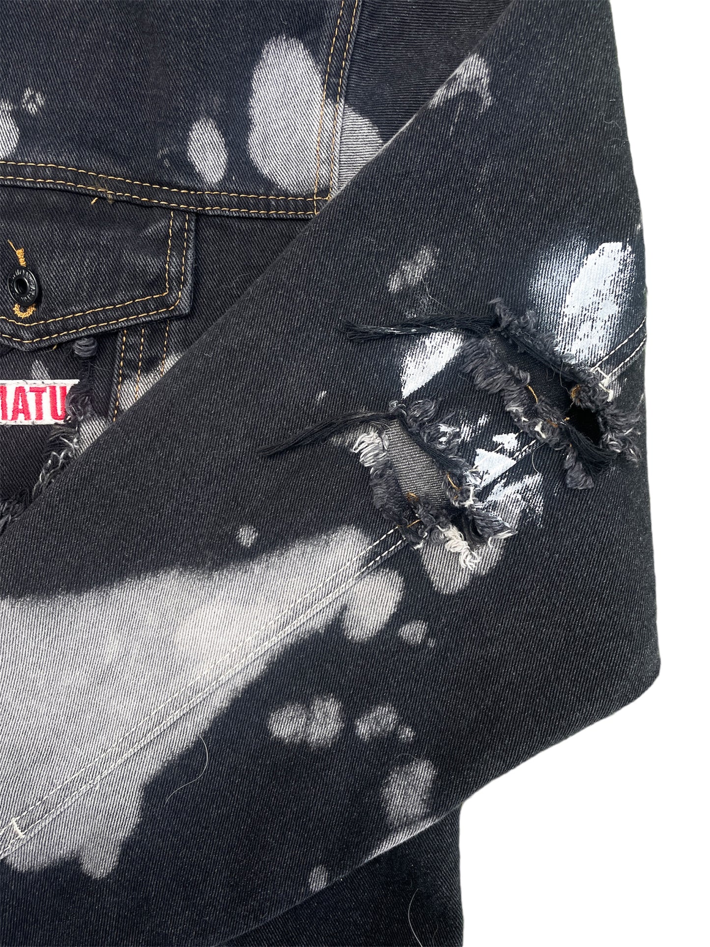 Hand-Distressed Extra Oversized Denim Jacket-Black